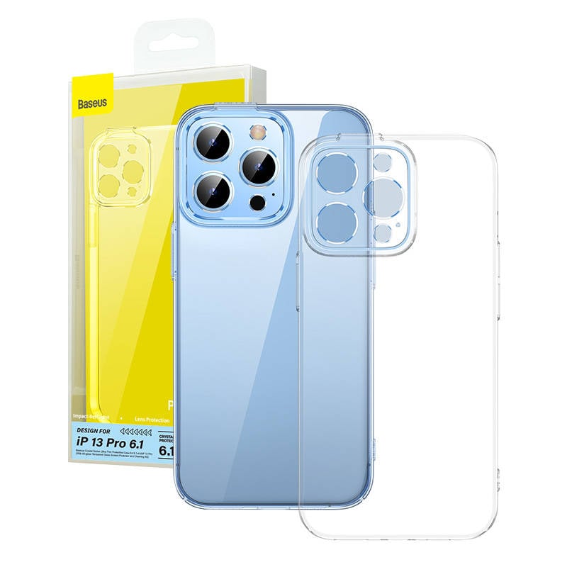 Set carcasa de telefon Baseus Crystal pentru iPhone 13 Pro (transparent) cu folie sticla securizata si kit de curatare