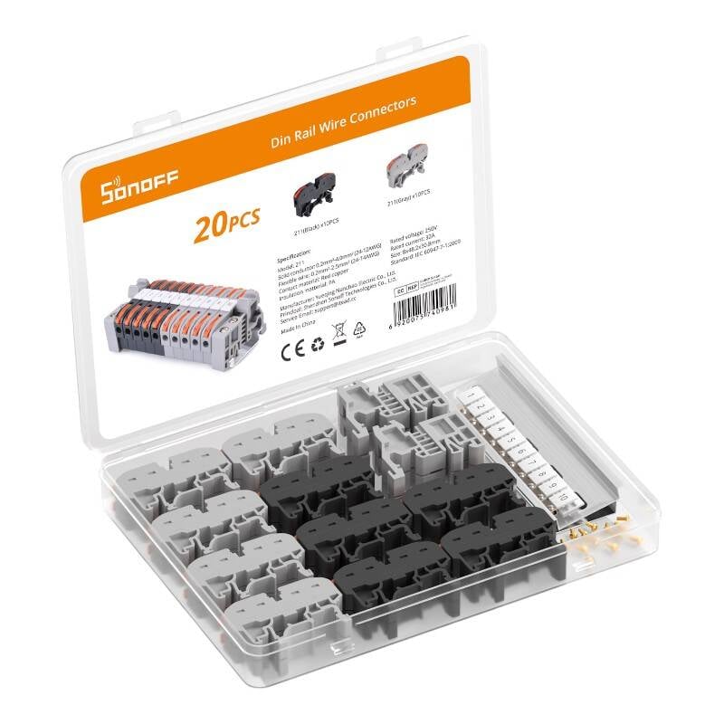 Set de conectori de sarma DIN Rail Sonoff (20 buc)