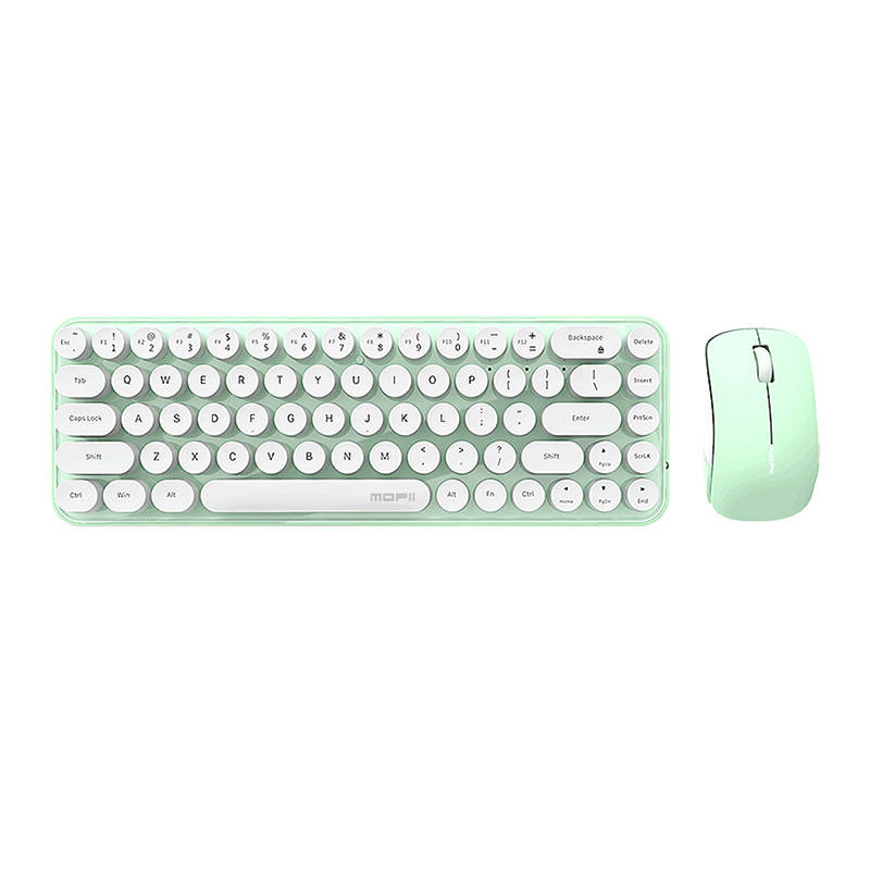 Set tastatura + mouse fara fir MOFII Bean 2.4G (alb-verde)