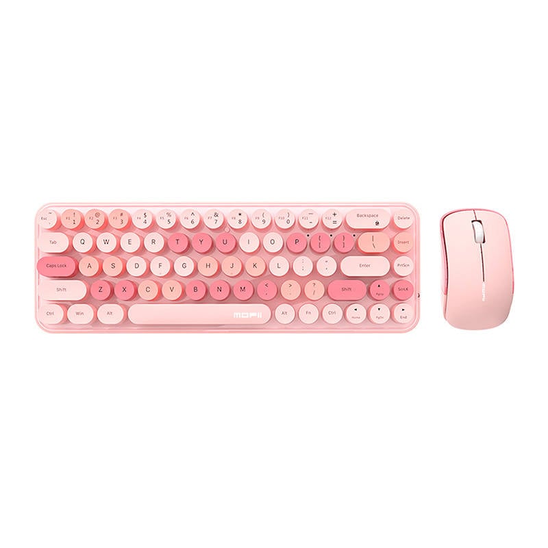 Set tastatura + mouse fara fir MOFII Bean 2.4G (roz)