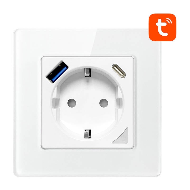 Smart WiFi Wall Socket Avatto N-WOT10-USB-W TUYA USB USB-C (alb)