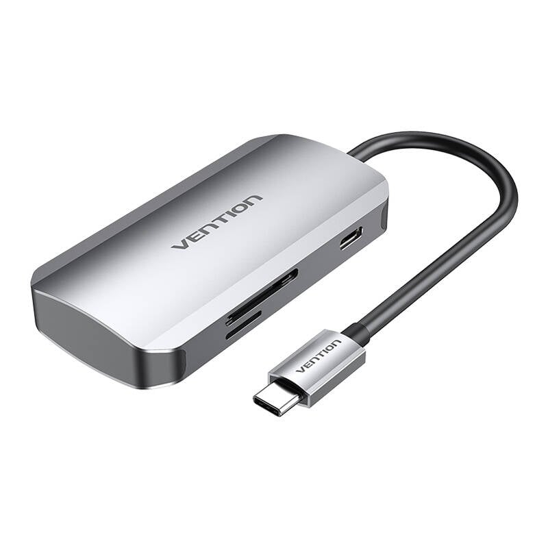 Statie de andocare USB-C la 3x USB3.0, SD, TF, PD 0,15 m Vention TNHHB, gri