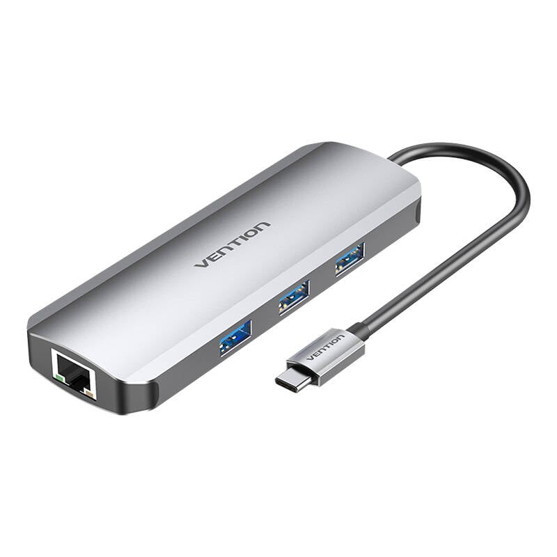 Statie de andocare USB-C la HDMI, 3x USB3.0, RJ45, SD, TF, PD 0,15 m Vention TOKHB (gri)