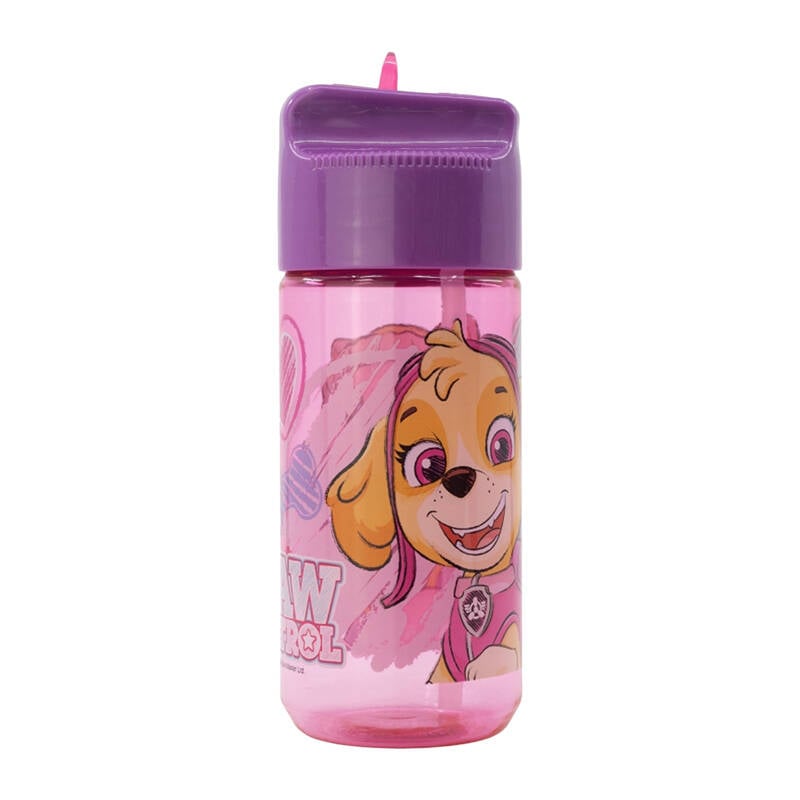 Sticla de apa cu pai pentru copii STOR 74536 430 ml Paw Patrol (roz)