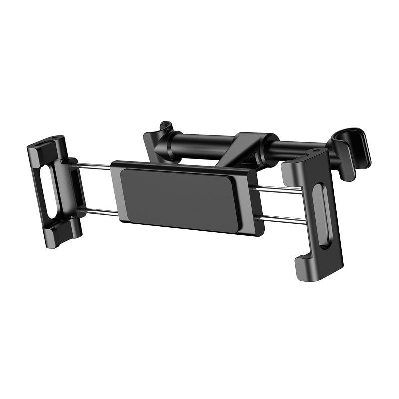 Suport pentru tableta Baseus, montare pe tetiera auto, culoare neagra, design gravitational, compatibilitate universala.