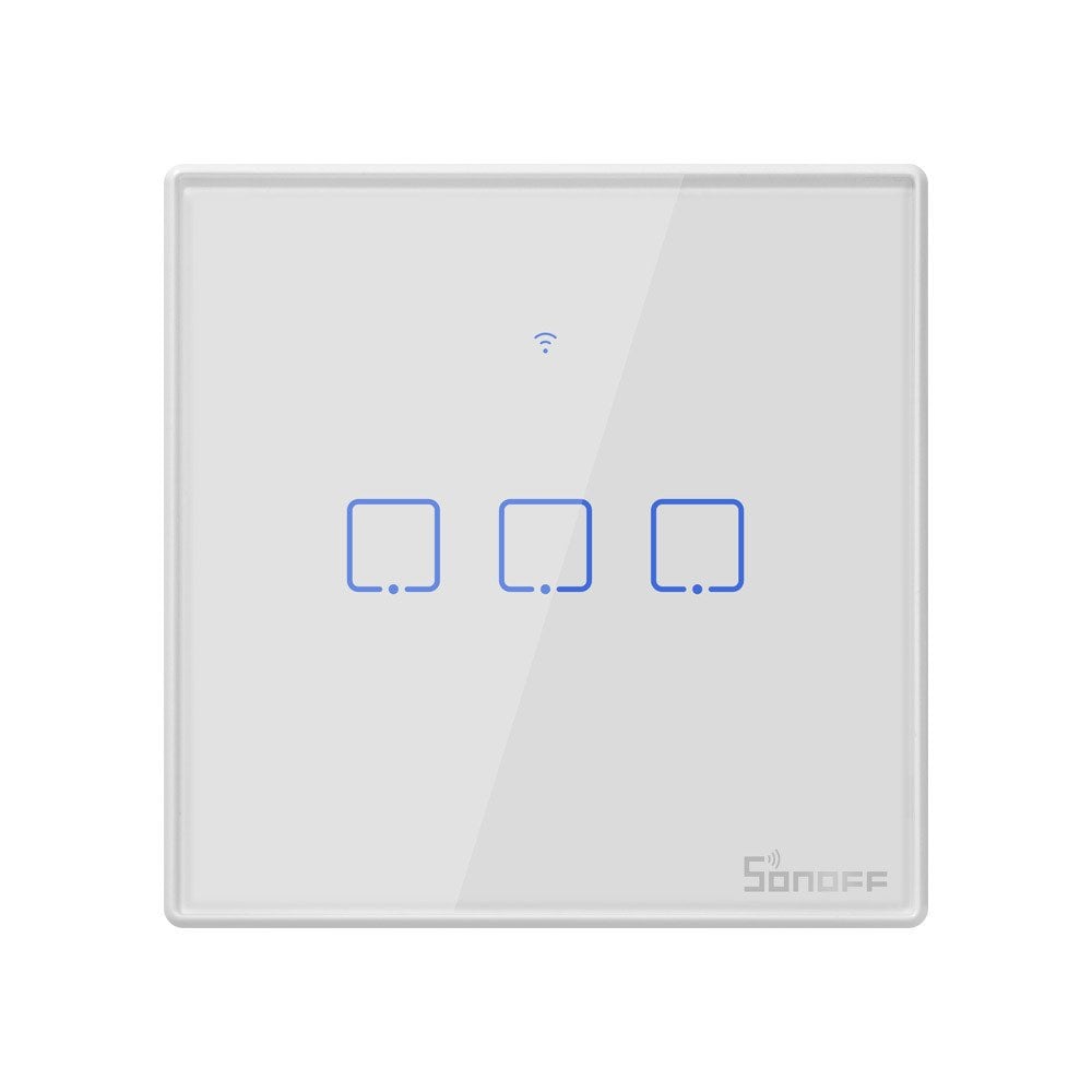 Switch WiFi + RF 433 Sonoff T2 EU TX - Comutator Inteligent pentru Controlul Luminii cu 3 Canale - Solutia Perfecta pentru Casa Ta Inteligenta!