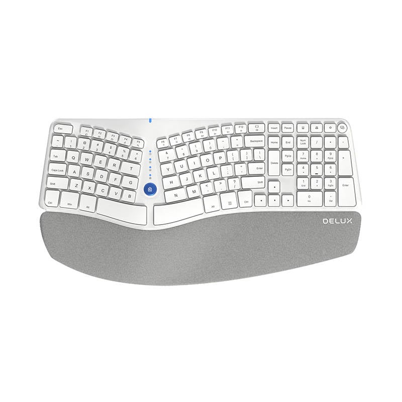 Tastatura ergonomica fara fir Delux GM901D BT+2.4G (alb)