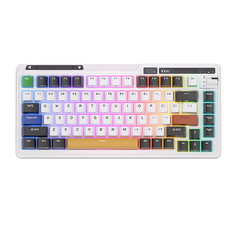 Tastatura mecanica fara fir Royal Kludge KZZI K75 pro RGB, Eternity Switch (alb si negru)