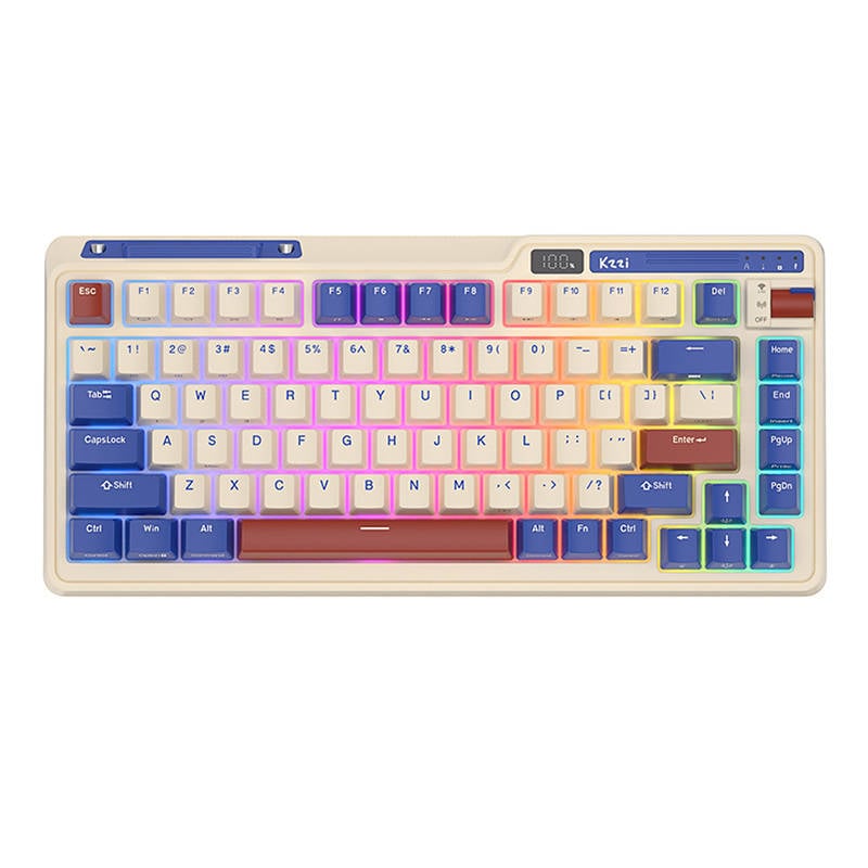 Tastatura mecanica fara fir Royal Kludge KZZI K75 pro RGB, Moment Switch (albastru retro)