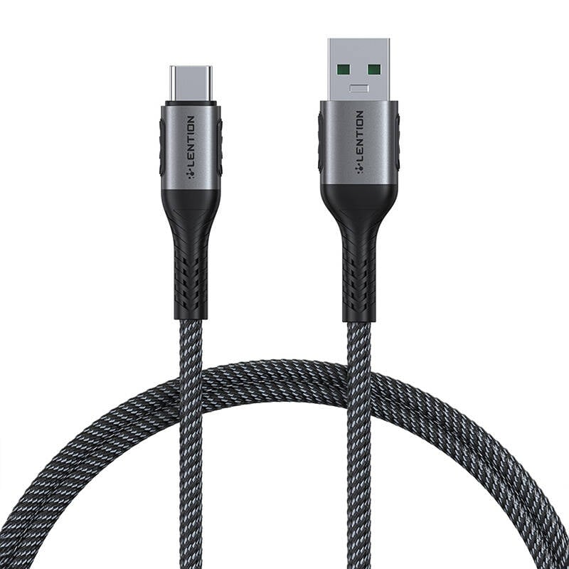 USB-A 3.1 la USB-C Cablu de incarcare rapida Lention CB-ACE-6A1M, 6A, 10Gbps, 0,5m (negru)