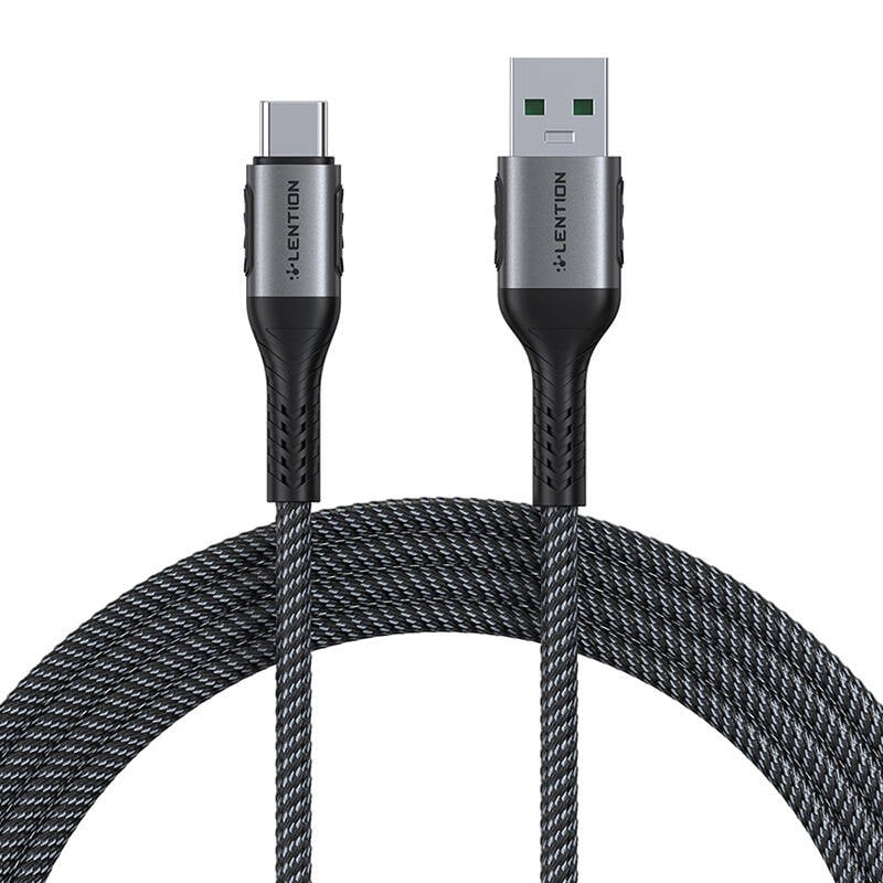 USB-A 3.1 la USB-C Cablu de incarcare rapida Lention CB-ACE-6A1M, 6A, 10Gbps, 1m (negru)