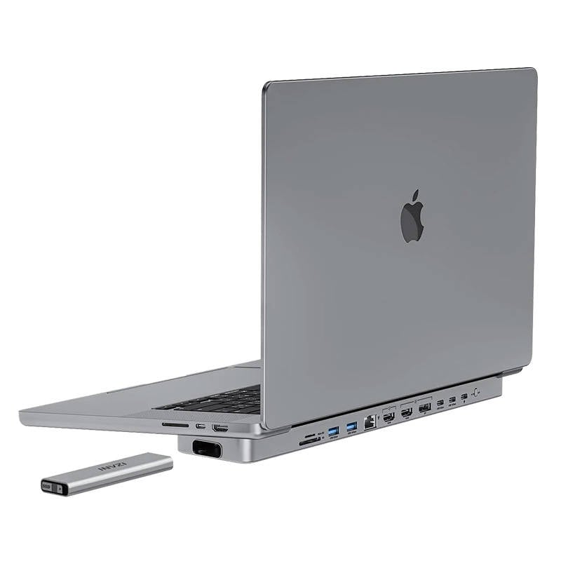 USB-C docking station Hub for MacBook Pro 16 INVZI MagHub 12in2 with SSD tray (gray)