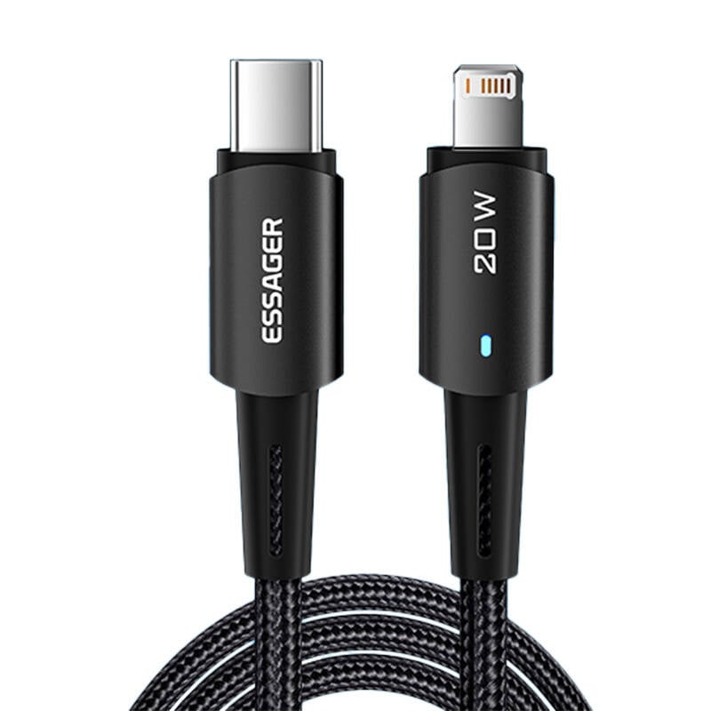 USB-C to Lightning cable, Essager, EXCTL-CG01, 20W, 1m (black)