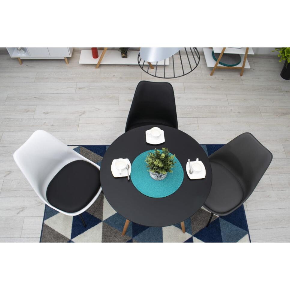 Masa stil scandinav, Artool, rotund, MDF si lemn, negru, natur, 80x72 cm [6]