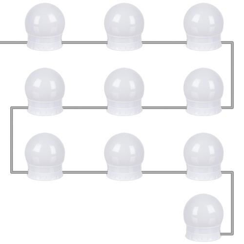 Becuri LED pentru oglinda, masa de toaleta, machiaj, cu panou control, 30 moduri iluminare, USB, set 10 buc, Malatec [8]