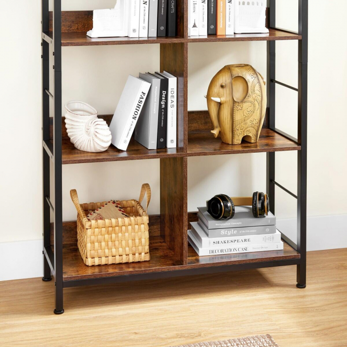 Biblioteca, Artool, pal si metal, 8 rafturi, maro rustic, 80x33x149 cm [3]