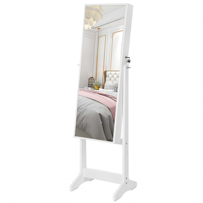 Cabinet bijuterii cu oglinda, Artool, MDF, raft interior, alb, 41.1x36.5x151.5 cm [10]