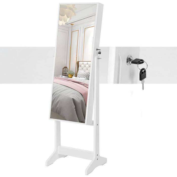 Cabinet bijuterii cu oglinda, Artool, MDF, raft interior, alb, 41.1x36.5x151.5 cm [6]