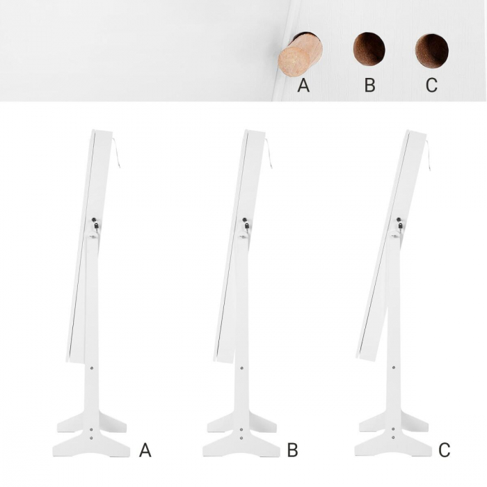 Cabinet bijuterii cu oglinda, Artool, MDF, raft interior, alb, 41.1x36.5x151.5 cm [5]