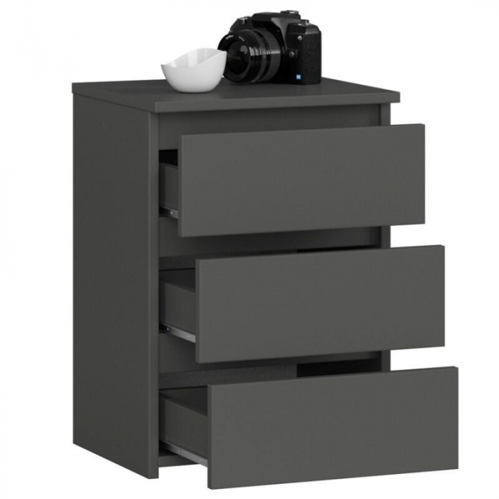Comoda, placa laminata, 3 sertare, gri grafit, 40x35x56.8 cm [4]