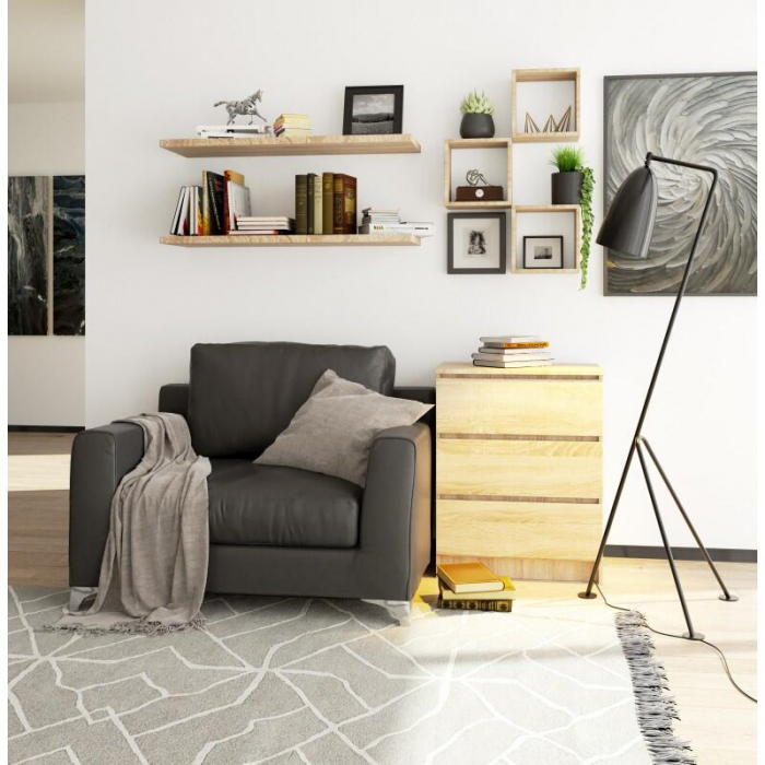 Comoda, placa laminata, 3 sertare, stejar Sonoma, 60x40x77 cm [2]