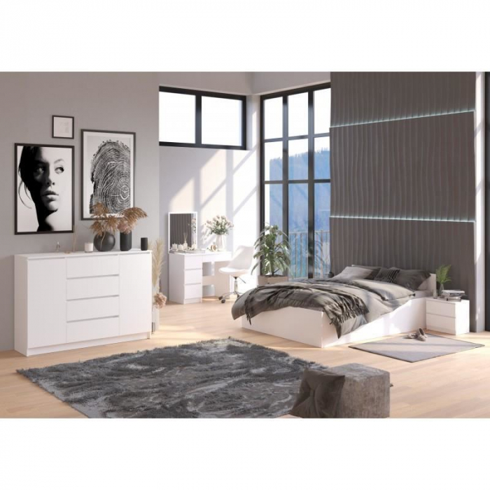 Comoda, placa laminata, 6 sertare, alb, 120x40x77 cm [3]