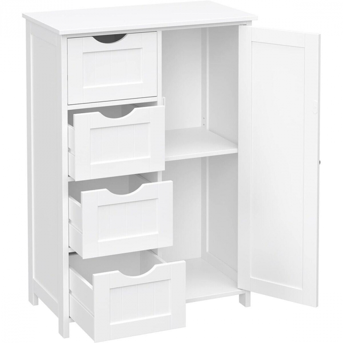 Dulap baie, Artool, MDF, 2 rafturi, 4 sertare, 1 usa, alb, 55x30x82 cm [5]