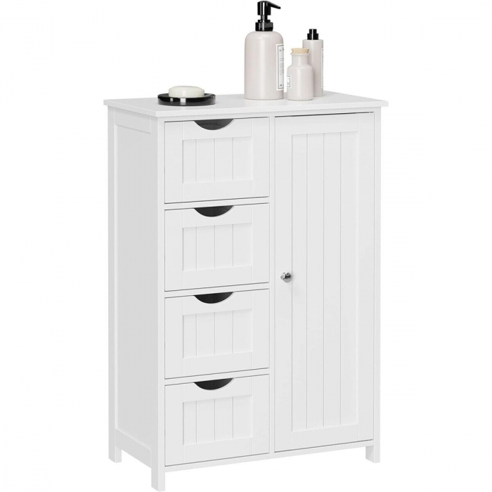 Dulap baie, Artool, MDF, 2 rafturi, 4 sertare, 1 usa, alb, 55x30x82 cm [2]