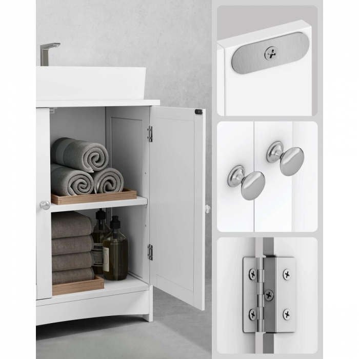 Dulap baie, Artool, placa MDF, 2 rafturi interioare, 2 usi, alb, 60x30x60 cm [3]