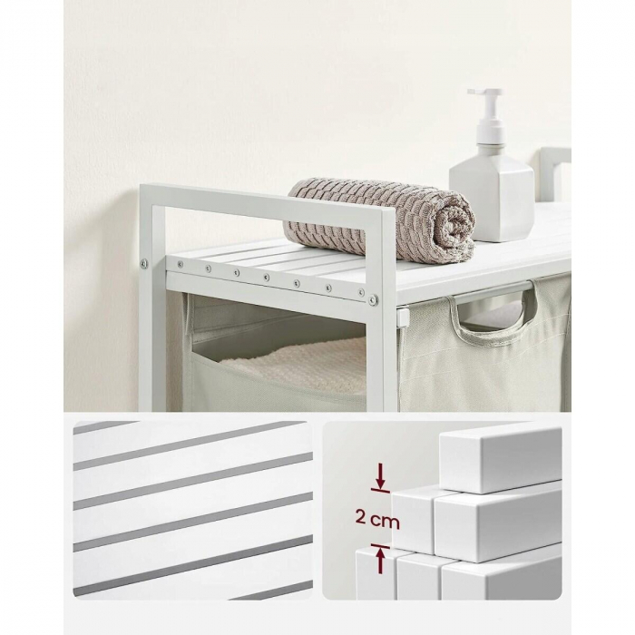 Dulap baie, Artool, placa raft MDF, cadru otel, 2 compartimente rufe, alb, 73x33x72 cm [3]