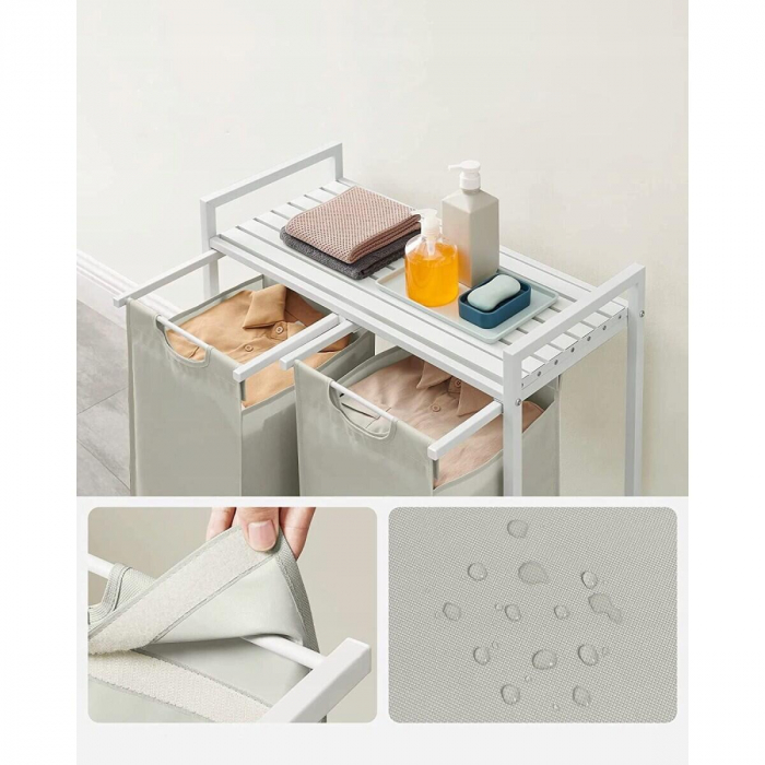Dulap baie, Artool, placa raft MDF, cadru otel, 2 compartimente rufe, alb, 73x33x72 cm [6]