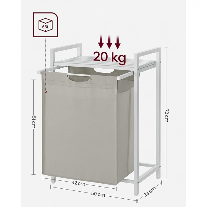 Dulap baie, Artool, placa raft MDF, cadru otel, cu compartiment rufe, alb, 50x33x72 cm [8]