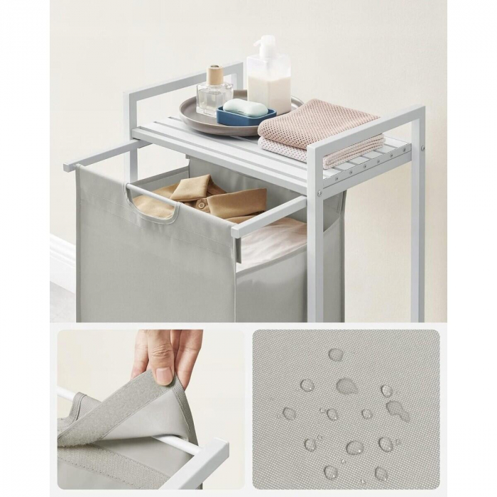 Dulap baie, Artool, placa raft MDF, cadru otel, cu compartiment rufe, alb, 50x33x72 cm [6]