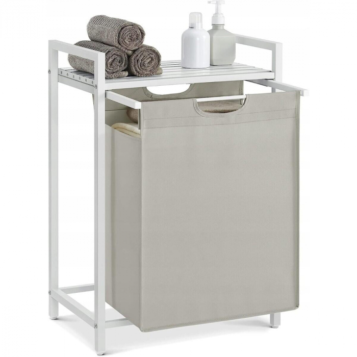 Dulap baie, Artool, placa raft MDF, cadru otel, cu compartiment rufe, alb, 50x33x72 cm [2]