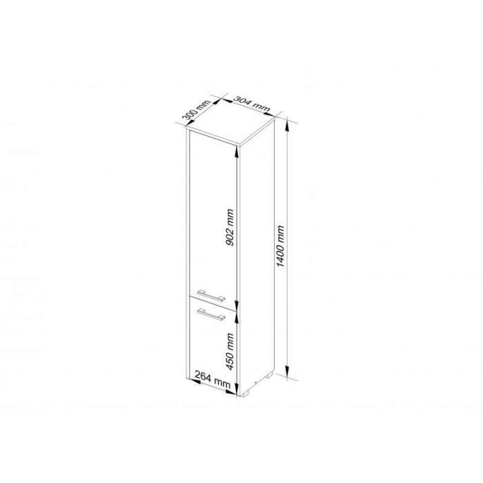 Dulap baie, placa laminata, 5 rafturi, 2 usi, stejar Sonoma, 30x30x140 cm [2]