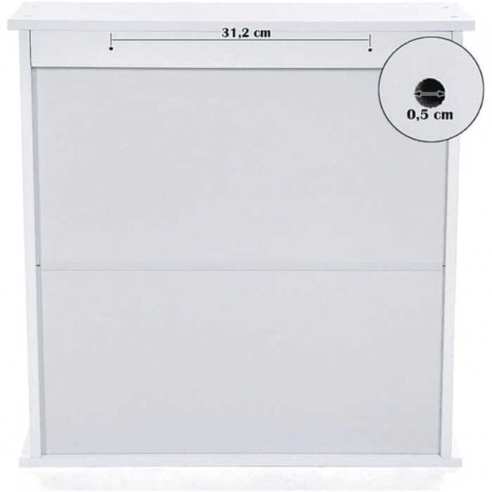 Dulap baie, suspendat, MDF, cu oglinda, 3 rafturi, 2 usi, alb, 56x13x58 cm, Artool [2]