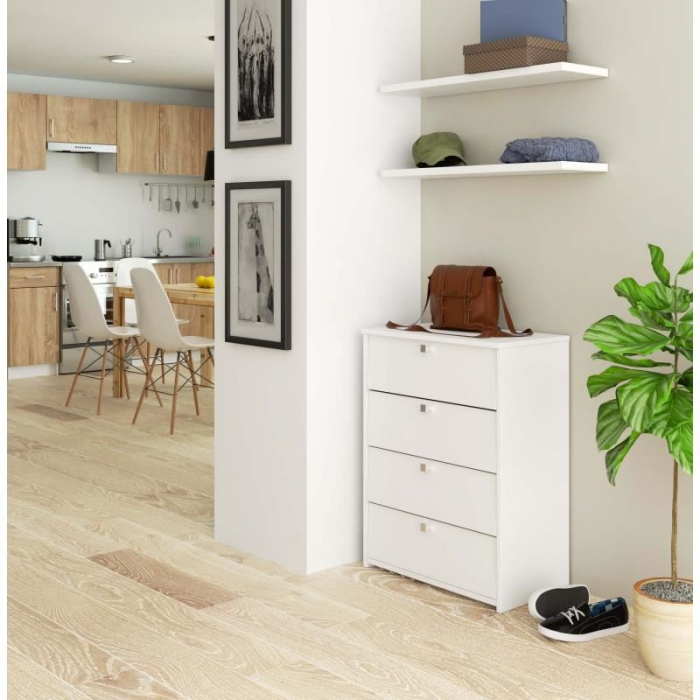 Dulap depozitat incaltaminte, pantofar, placa laminata, 4 sertare, alb, 60x33x80 cm [2]