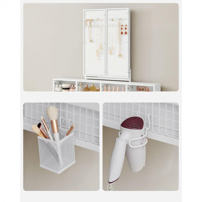 Masa de toaleta/machiaj, Artool, alba, cu 3 oglinzi, taburet, 3 sertare, 90x40x141 cm [5]