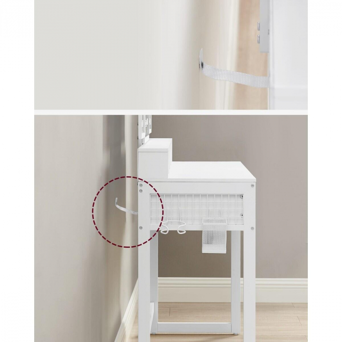 Masa de toaleta/machiaj, Artool, alba, cu 3 oglinzi, taburet, 3 sertare, 90x40x141 cm [3]