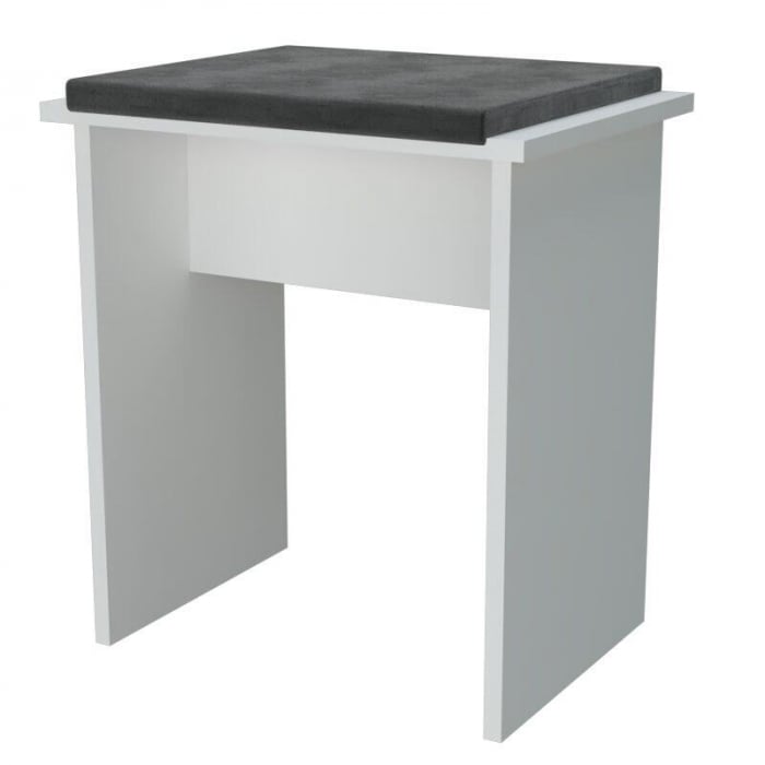 Masa de toaleta/machiaj + Taburet, alba, cu oglinda si LED-uri, Irina, 94x43x141 cm [5]