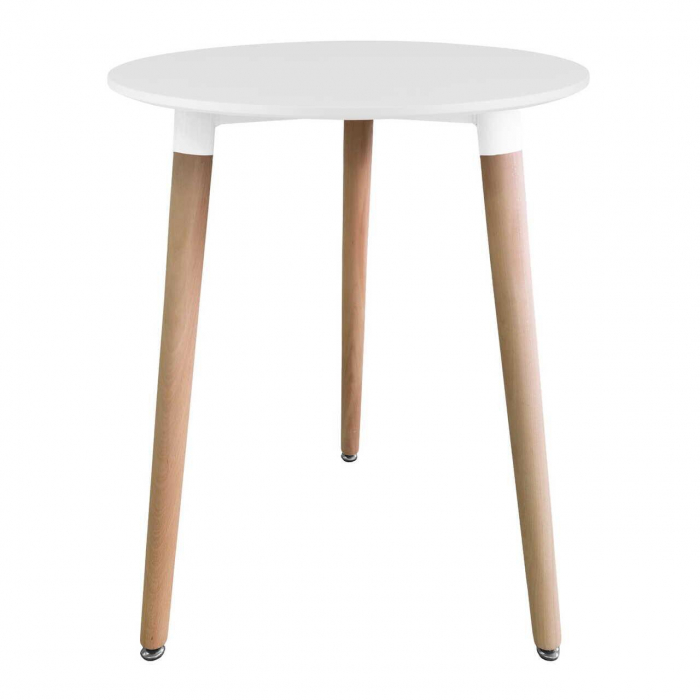 Masa stil scandinav, Artool, Kami, rotunda, MDF si lemn, alb, 60x74 cm [3]
