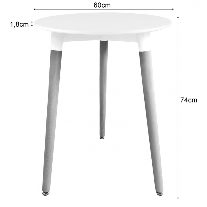 Masa stil scandinav, Artool, Kami, rotunda, MDF si lemn, alb, 60x74 cm [2]