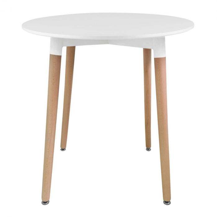 Masa stil scandinav, Artool, Kami, rotunda, MDF si lemn, alb, 80x74 cm [3]
