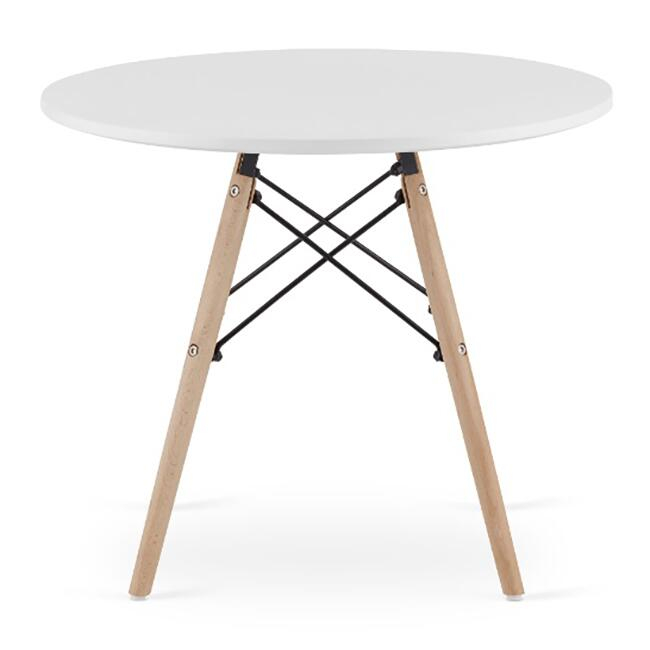 Masa stil scandinav, Artool, rotund, MDF si lemn, alb, 60x50 cm [2]
