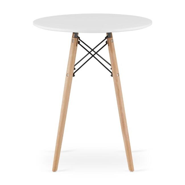 Masa stil scandinav, Artool, rotund, MDF si lemn, alb, 60x72 cm [4]