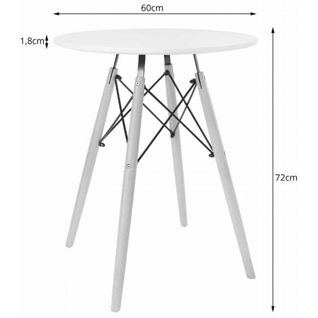Masa stil scandinav, Artool, rotund, MDF si lemn, alb, 60x72 cm [3]