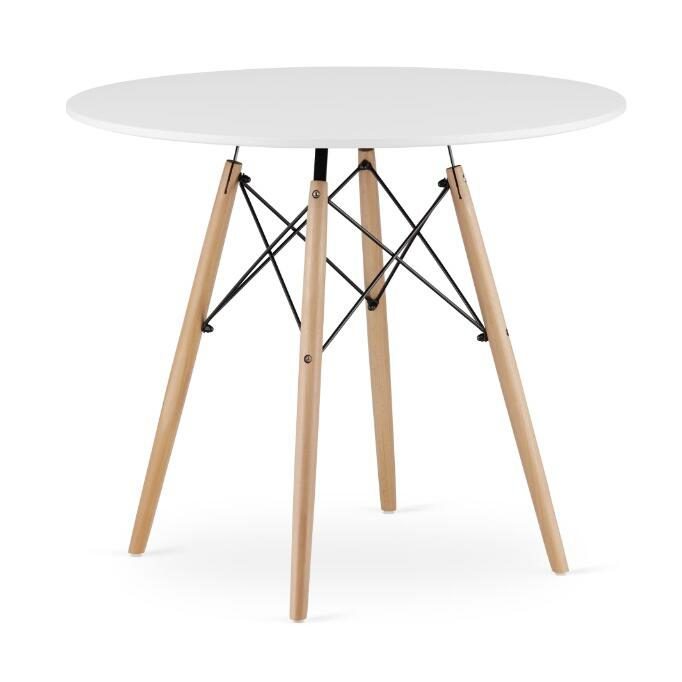 Masa stil scandinav, Artool, rotund, MDF si lemn, alb, 90x72 cm [2]
