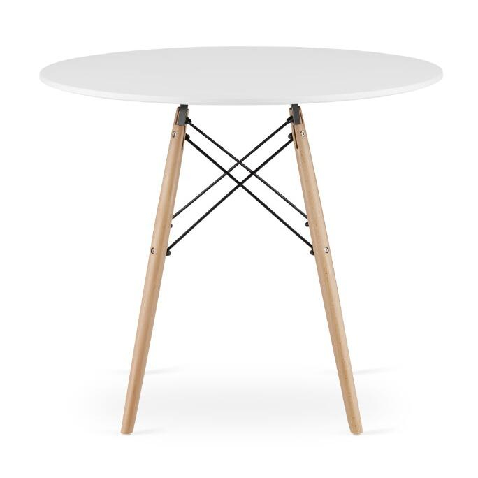 Masa stil scandinav, Artool, rotund, MDF si lemn, alb, 90x72 cm [4]