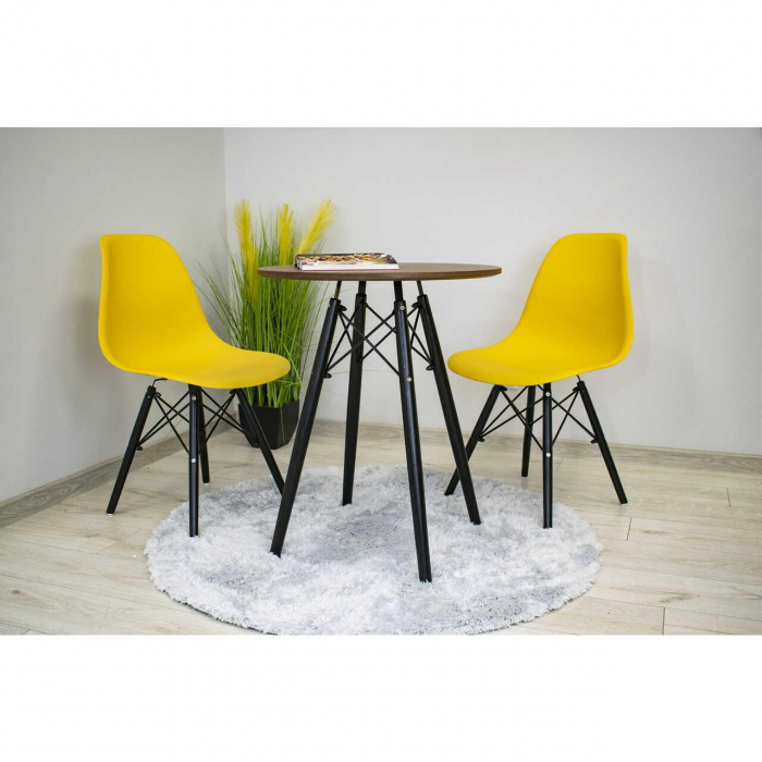 Masa stil scandinav, Artool, rotund, MDF si lemn, maro rustic, 60x73 cm [5]
