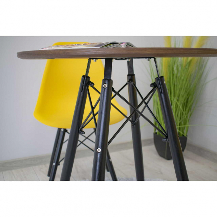 Masa stil scandinav, Artool, rotund, MDF si lemn, maro rustic, 60x73 cm [8]